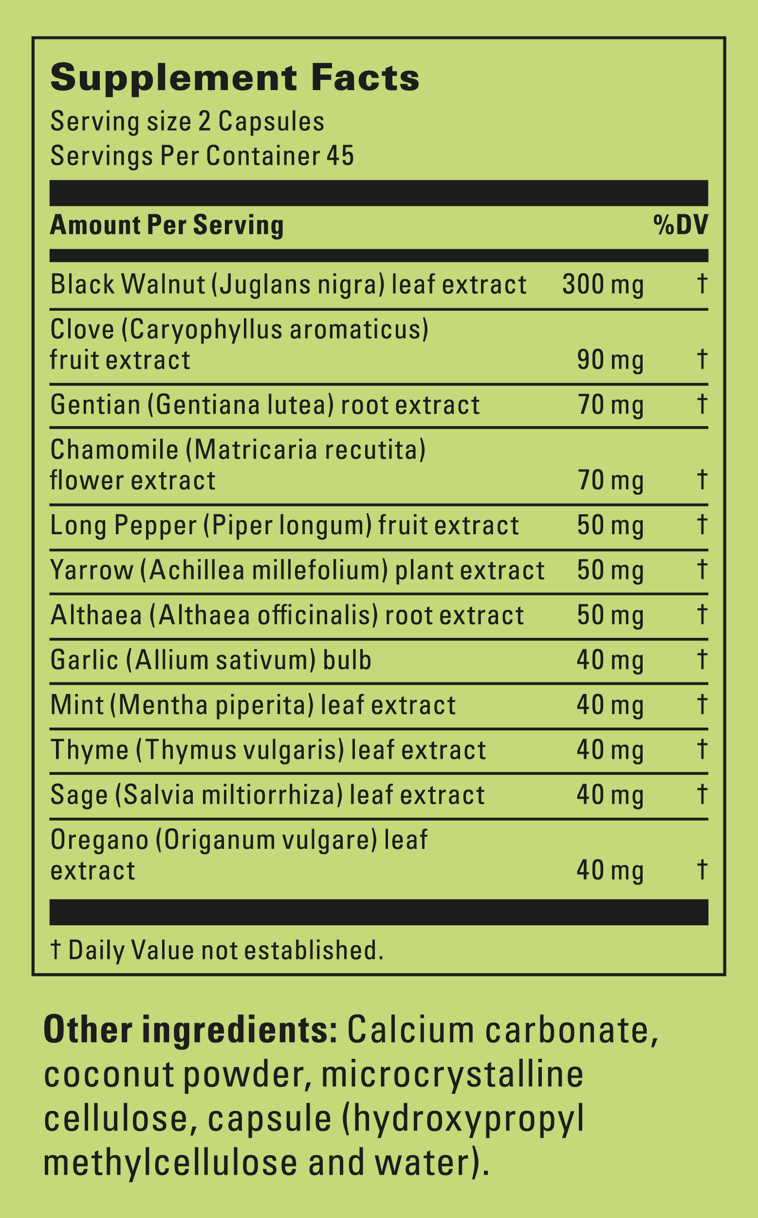 Supplement Label