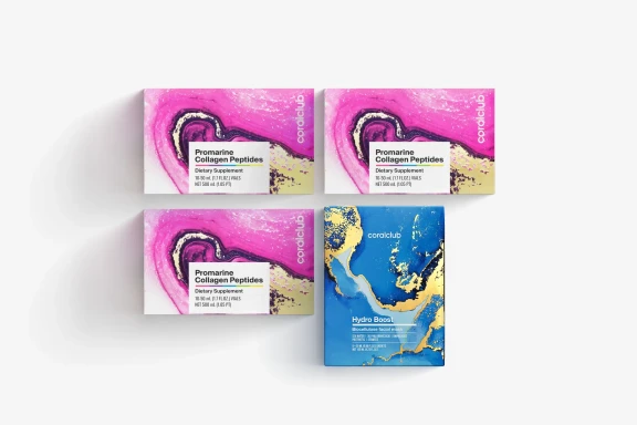 Pack Promarin Collagen Peptides (curso de 1 mes) y mascarillas faciales de biocelulosa Hydro Boost (5 sobres)